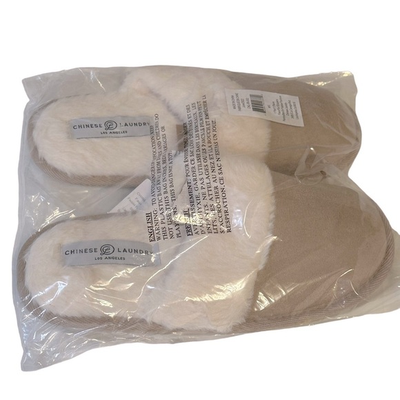 Chinese Laundry‎ Faux Fur Slippers Tan/Cream M/L - Picture 3 of 9